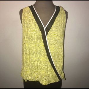 Yellow and Black Sleeveless Daniel Rainn Blouse